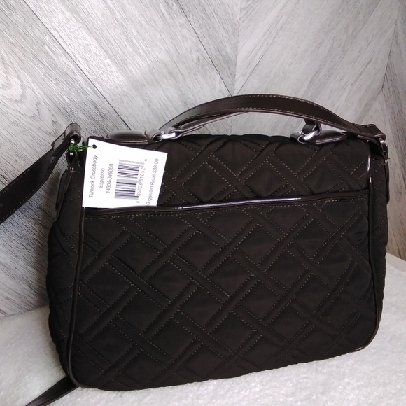 Vera Bradley Turn-lock Crossbody Classic Brown Purse Bag - Picture 5 of 10